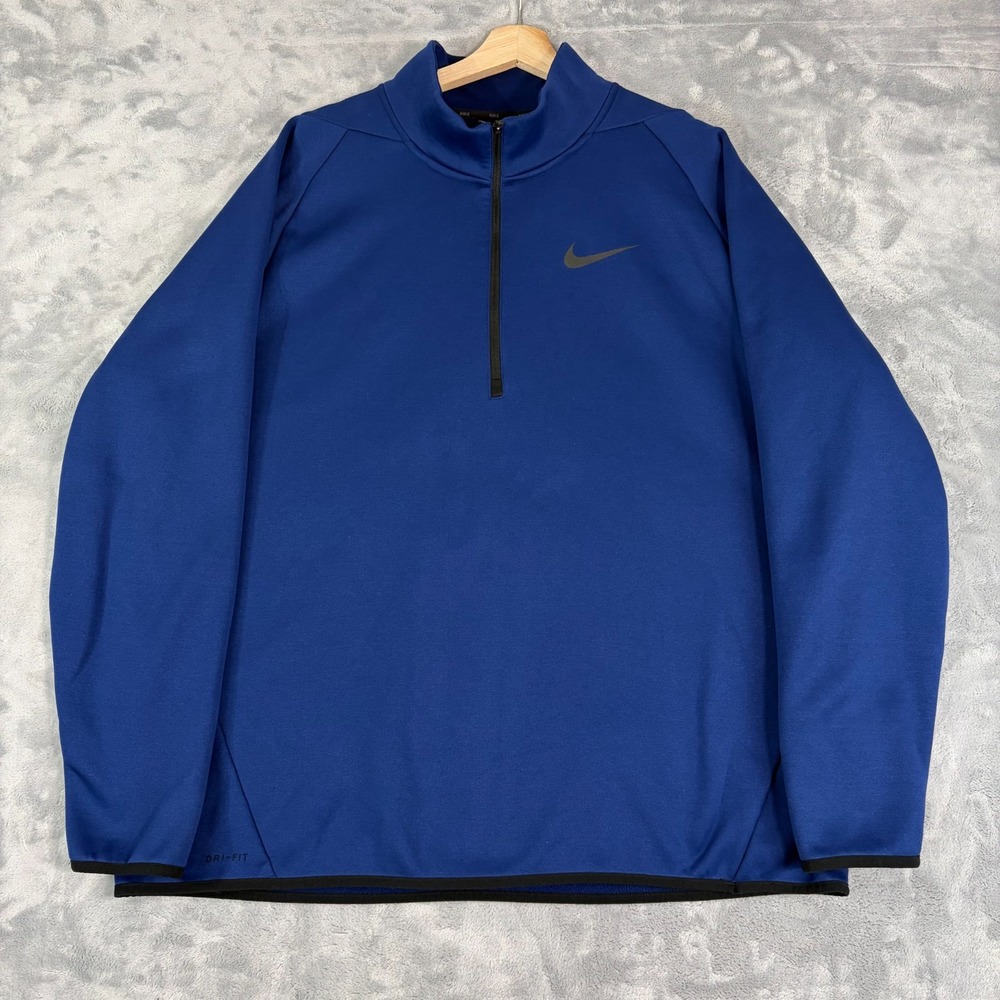 Nike Dri-FIT Pullover Mens 2XL Blue Quarter Zip Fleece Long Sleeve 932041-478